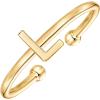 PAVOI 14K Gold Plated Initial Letter Adjustable Ring for Women – Thin Initial Band – Dainty Fashion Jewelry Gifts(- L)