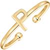 PAVOI 14K Gold Plated Initial Letter Adjustable Ring for Women – Thin Initial Band – Dainty Fashion Jewelry Gifts(- P)