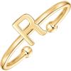 PAVOI 14K Gold Plated Initial Letter Adjustable Ring for Women – Thin Initial Band – Dainty Fashion Jewelry Gifts(- R)