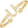 PAVOI 14K Gold Plated Initial Letter Adjustable Ring for Women – Thin Initial Band – Dainty Fashion Jewelry Gifts(- U)