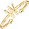 PAVOI 14K Gold Plated Initial Letter Adjustable Ring for Women – Thin Initial Band – Dainty Fashion Jewelry Gifts(- W)