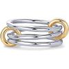 PAVOI 14K Gold Plated Interlocked Stackable Rings for Women – Statement Mixed Metals Multi Ring Stack – Two-Toned Stacking Bands(White Gold)