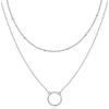 PAVOI 14K Gold Plated Layering Necklaces | Stylish Minimalist Design Pendant Necklaces | Bar, Circle, Lotus, Disc, Dog Tag, Horizontal Bar Pendants for Women(White Gold)
