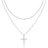 PAVOI 14K Gold Plated Layering Necklaces | Stylish Minimalist Design Pendant Necklaces | Butterfly, Heart, Lock, Evil Eye, Coin, Lightning Bolt, Circle, Cross Pendants for Women(White Gold)