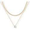 PAVOI 14K Gold Plated Twisted Singapore Chain Layering Choker with Round Solitaire and Serpentine Chain Layering Choker with Pear-Cut Stone Pendant Necklace Pack for Women | Cubic Zirconia Statement Layered Necklace Set(Yellow Gold)