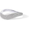 PAVOI 14K Gold Plated Wavy Cubic Zirconia Stackable Ring for Women | Twisted Wave CZ Band | Delicate Eternity Rings(White Gold)