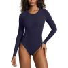 PAVOI ACTIVE Buttery Soft Long Sleeve Body Suits for Women – Double Lined Thong Bodysuits Top Crew Neck – Everyday Essentials(Twilight)