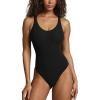 PAVOI ACTIVE Deep V Neck Bodysuit for Women – Double Lined Scoop Back Sleeveless Bodysuits Sexy Thong – Everyday Essentials(Black)