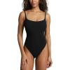 PAVOI ACTIVE Square Neck Cami Bodysuit for Women Adjustable Spaghetti Strap Bodysuit Double Lined Thong – Everyday Essentials(Black)