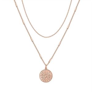 PAVOI 14K Gold Plated Layering Necklaces | Stylish Minimalist Design Pendant Necklaces | Bar, Circle, Lotus, Disc, Dog Tag, Horizontal Bar Pendants for Women(Rose Gold)