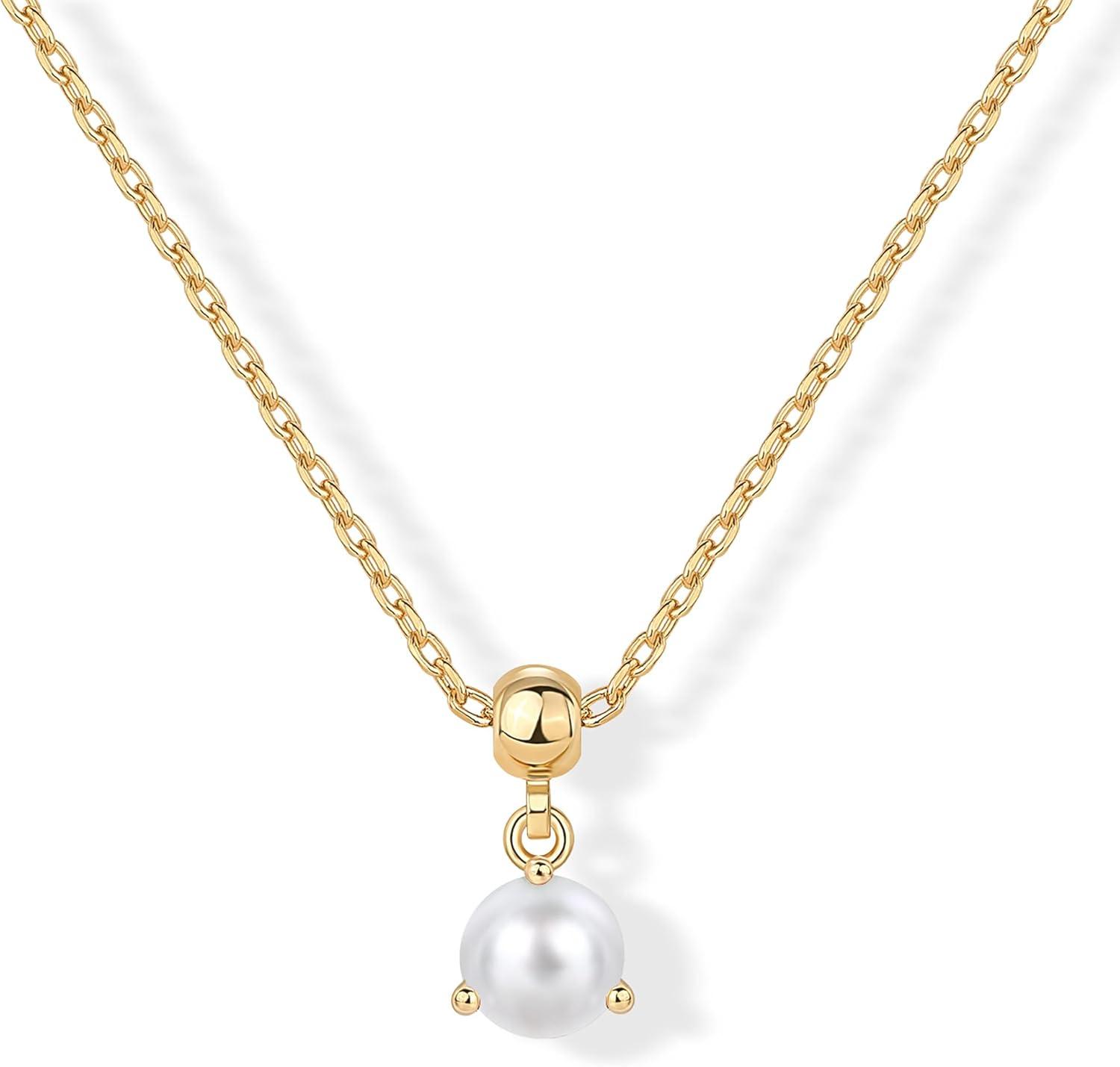 imagePAVOI 14K Gold Plated Dainty Birthstone Necklaces with Charms Adjustable Chain Gold Charm Birthstone Necklace for Women Cubic Zirconia Birth Stone Removable Pendants Cute Jewelry GiftsYellow Gold