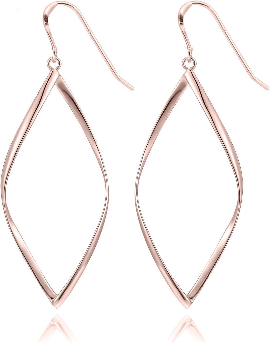 imagePAVOI 14K Gold Plated Dangle Earrings for Women Infinity Cute Hanging Hoop EarringsRose Gold