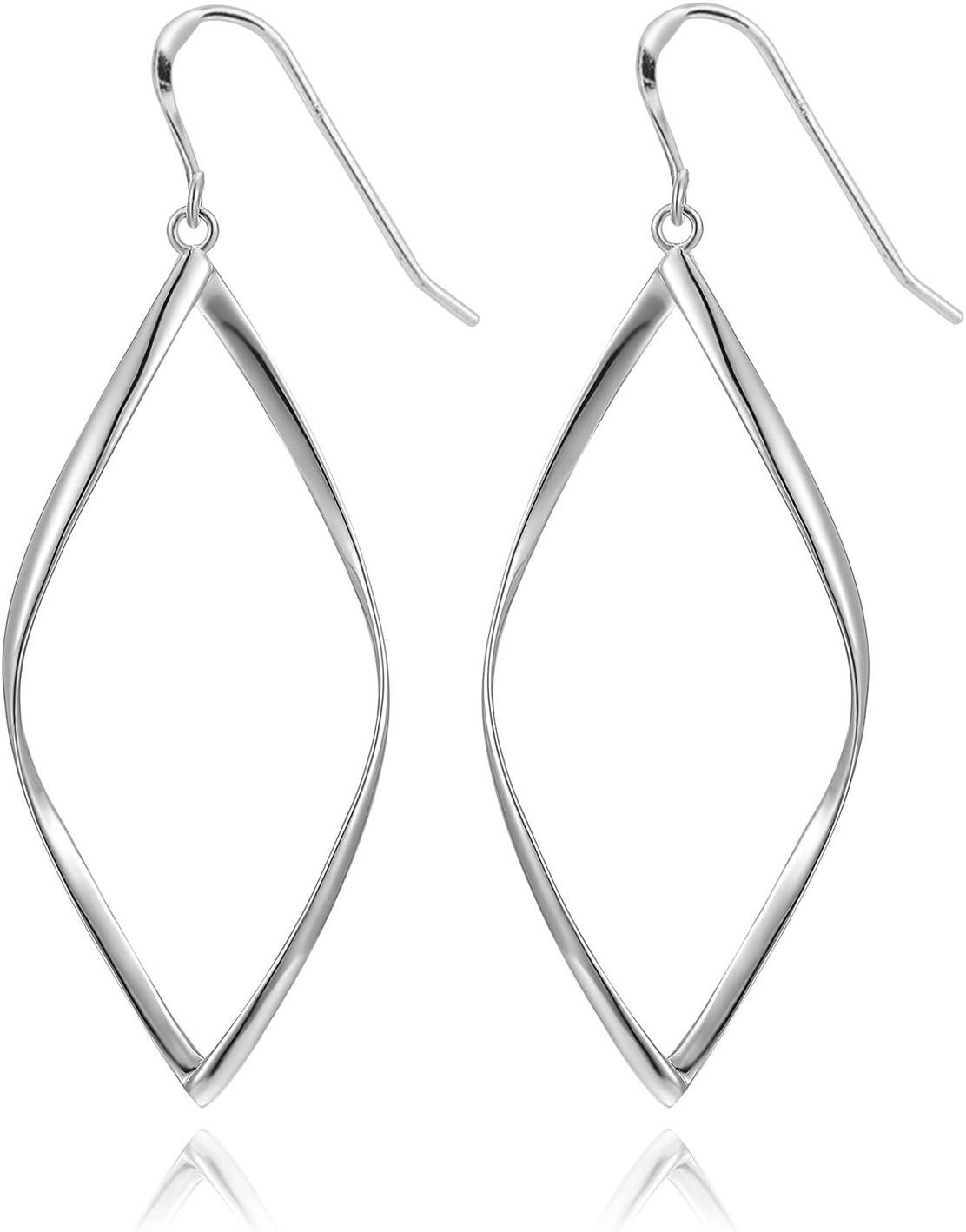 imagePAVOI 14K Gold Plated Dangle Earrings for Women Infinity Cute Hanging Hoop EarringsWhite Gold