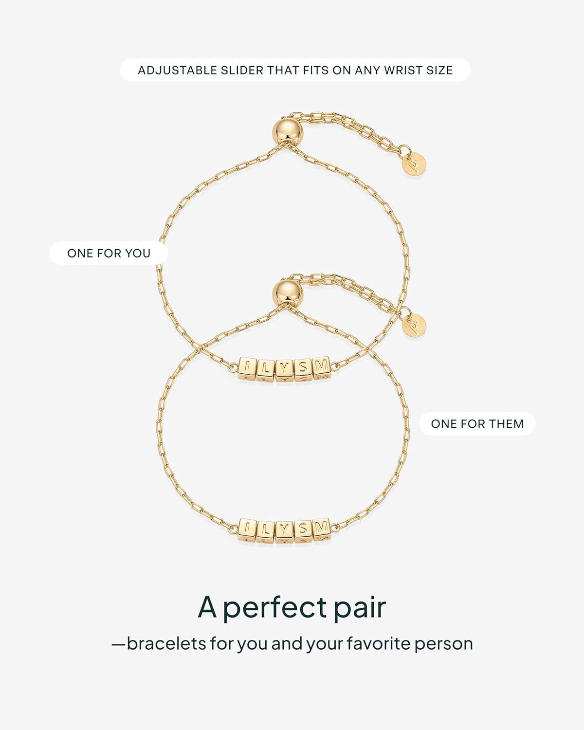 imagePAVOI 14K Gold Plated Friendship Matching Adjustable Bracelets for Women Gold Best Friends Bracelet Set BFF ILYSM Bracelet PackILYSM