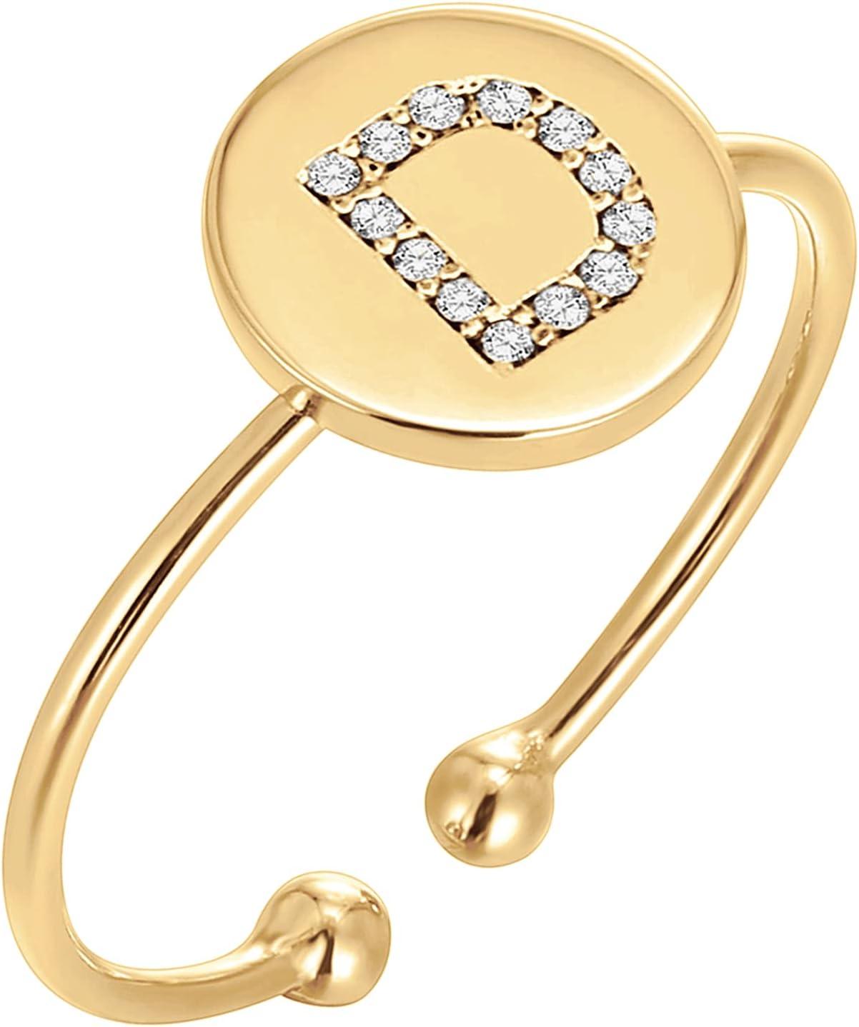 imagePAVOI 14K Gold Plated Initial Ring Stackable Rings for Women Fashion Rings D