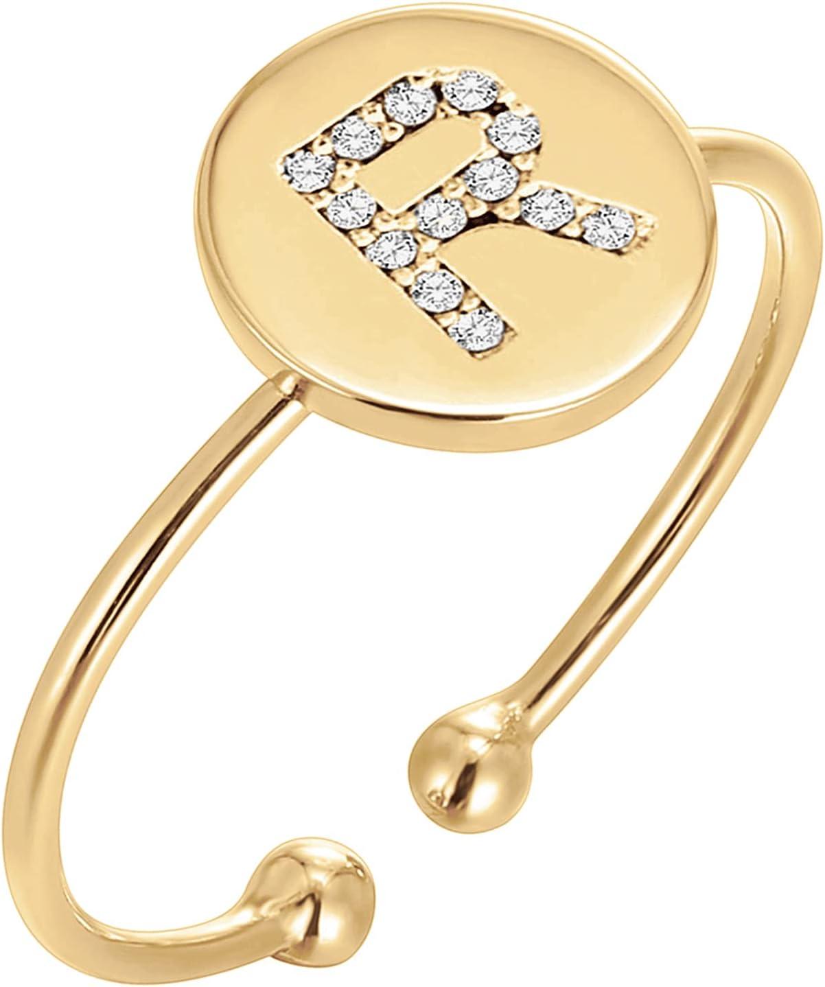 imagePAVOI 14K Gold Plated Initial Ring Stackable Rings for Women Fashion Rings R