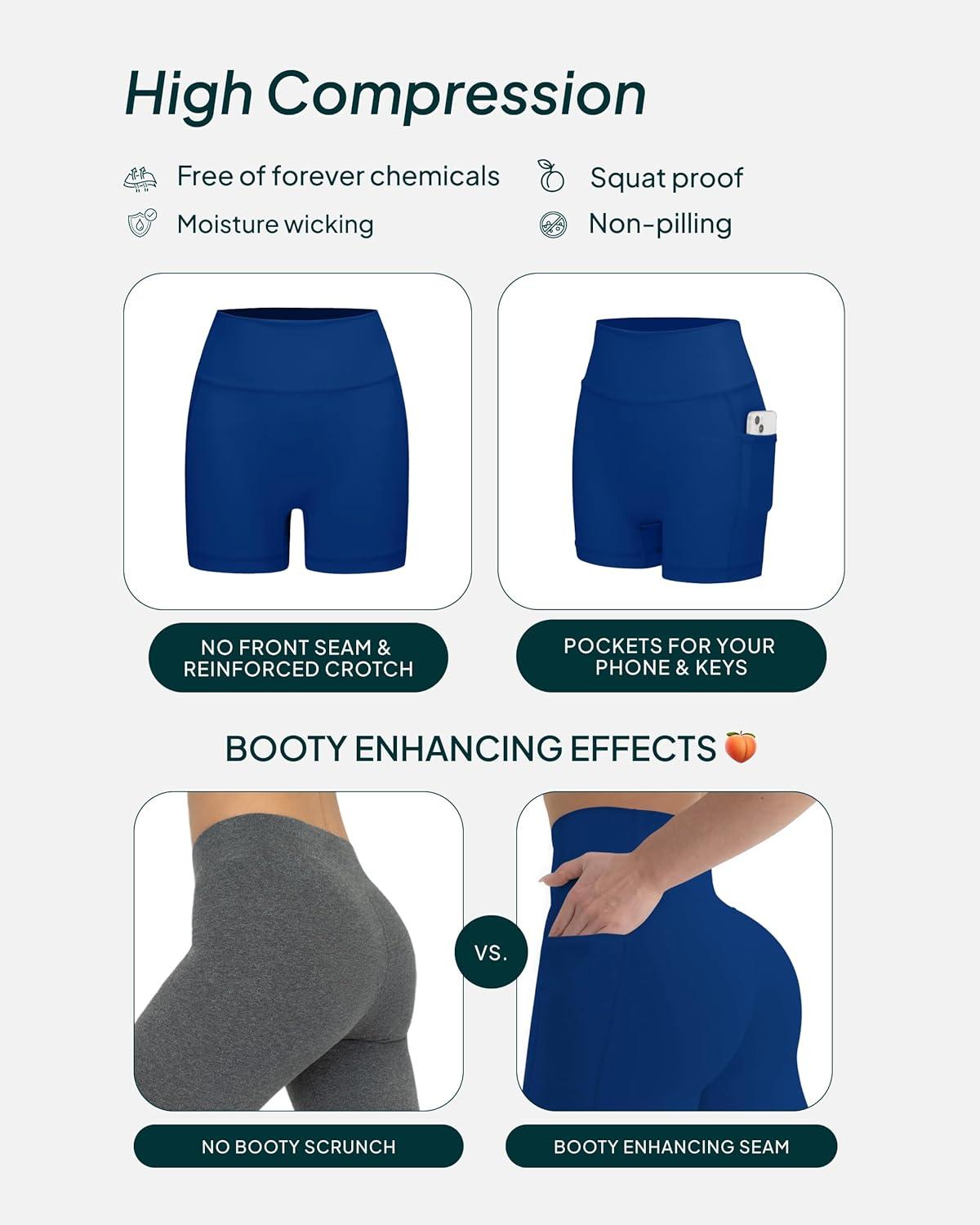 imagePAVOI ACTIVE Shorts with Pockets Compressive High Waisted Butt Sculpting 4quot ampamp 6quot Womens Biker Shorts HiPerform XXS to 3XIndigo