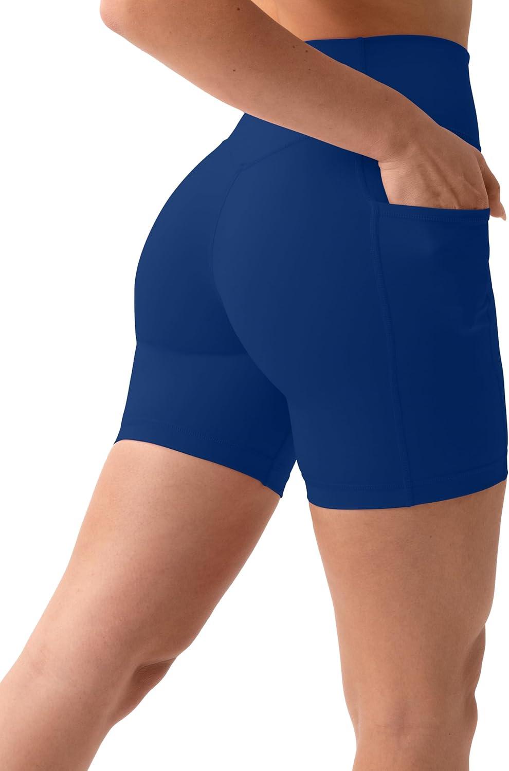 imagePAVOI ACTIVE Shorts with Pockets Compressive High Waisted Butt Sculpting 4quot ampamp 6quot Womens Biker Shorts HiPerform XXS to 3XIndigo