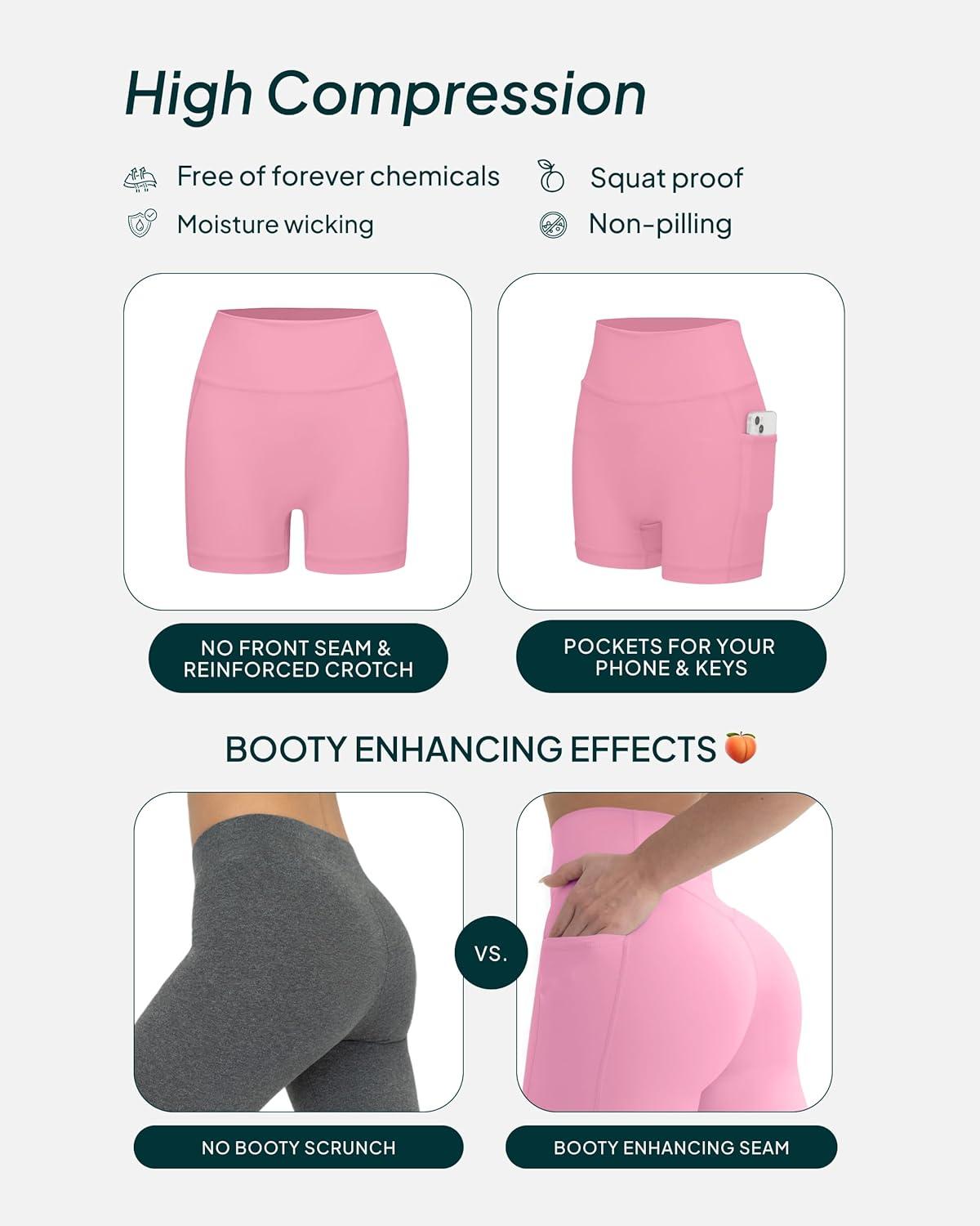 imagePAVOI ACTIVE Shorts with Pockets Compressive High Waisted Butt Sculpting 4quot ampamp 6quot Womens Biker Shorts HiPerform XXS to 3XPetal