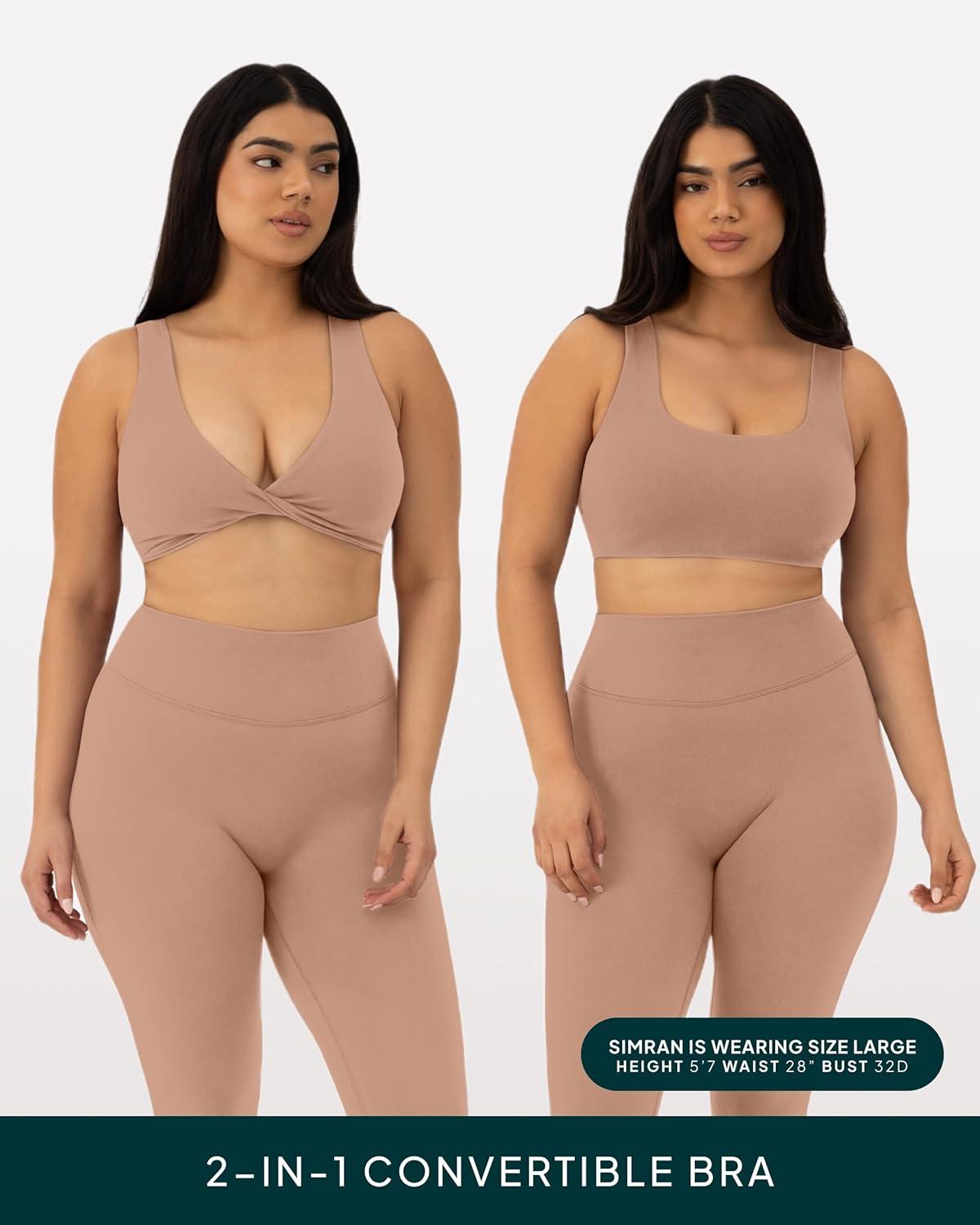 imagePAVOI ACTIVE Two Ways Twist Sports Bra for Women Customizable Coverage Convertible Twist Front ampamp Back Workout Bra FlexFlowSienna