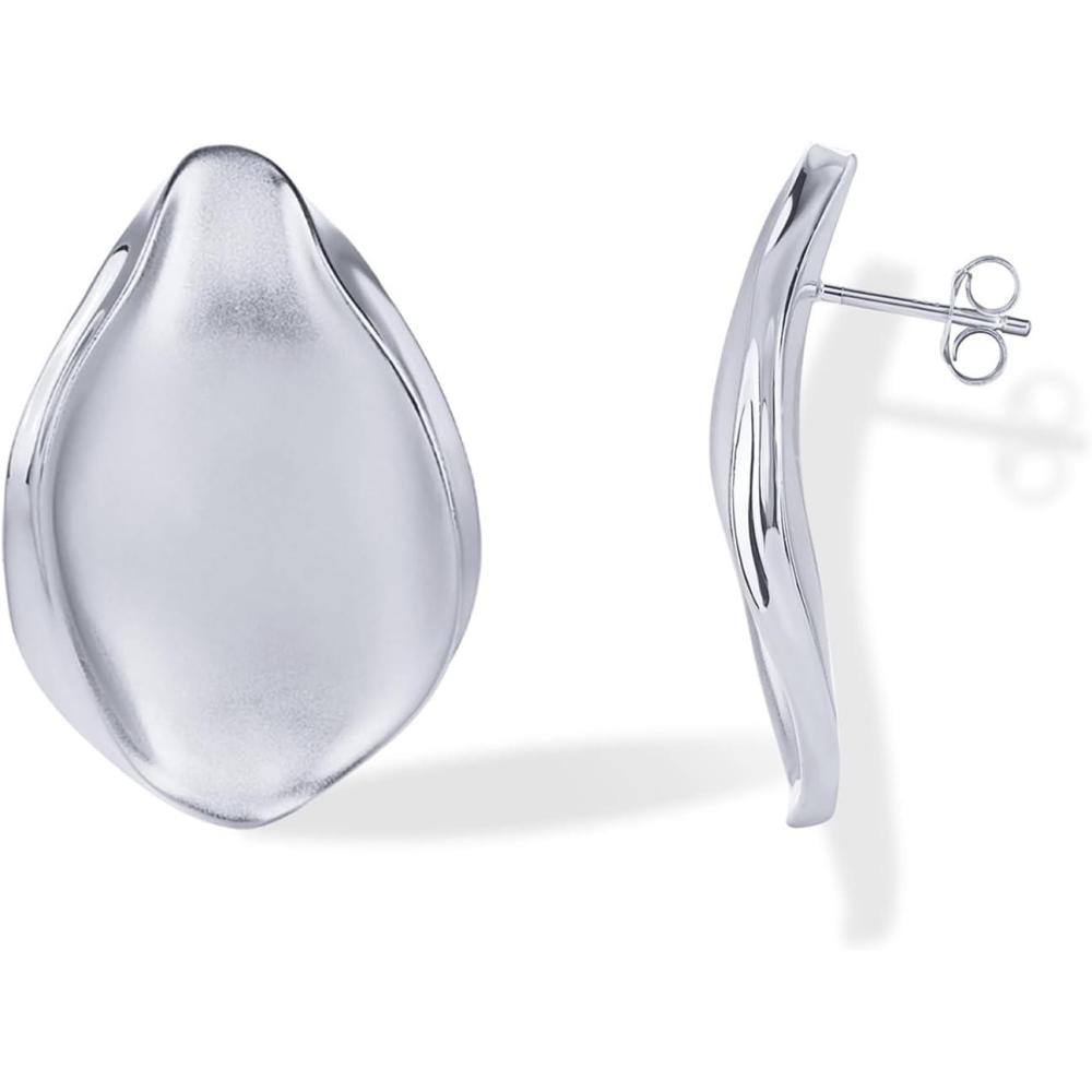 imagePAVOI 14K Gold Plated 925 Sterling Silver Posts Chunky Vintage Organic Hammered Brushed and Textured Geometric Earrings for Women  Statement Earring PairBrushed