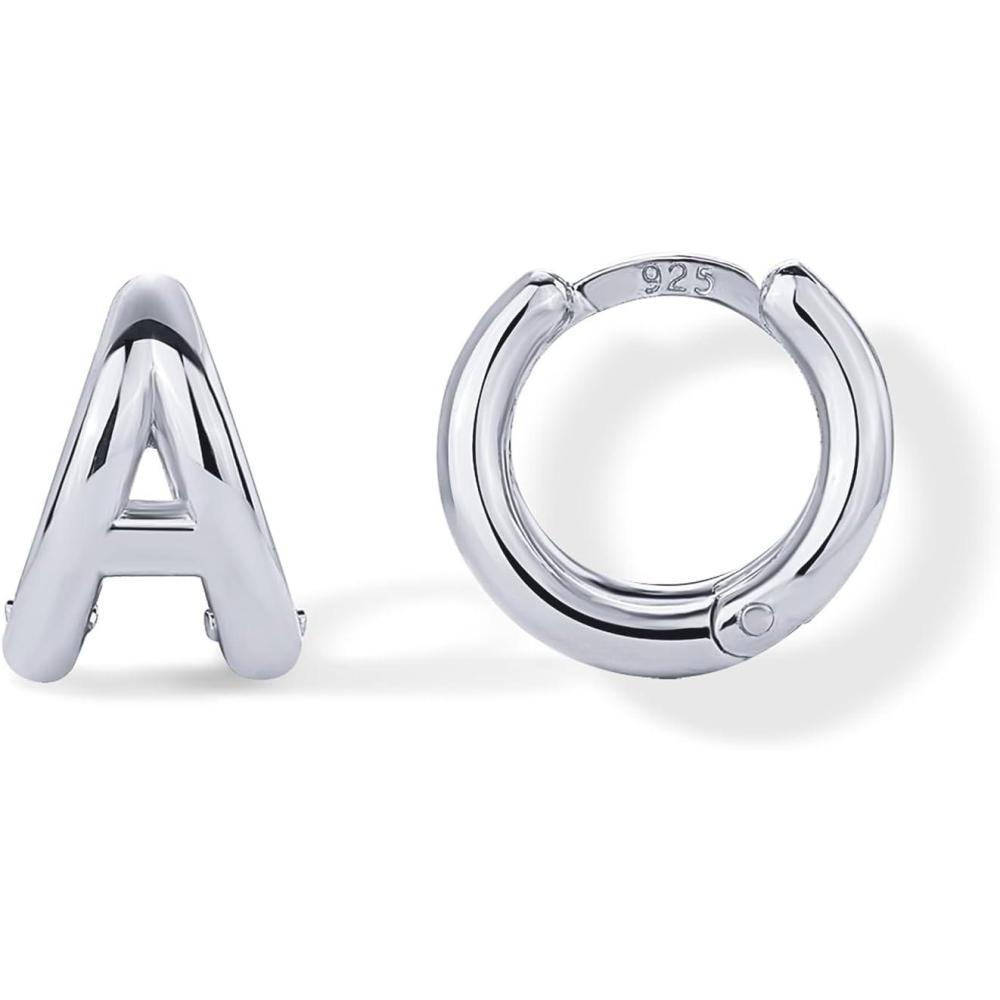 imagePAVOI 14K Gold Plated 925 Sterling Silver Posts Dainty Initial Huggie Earrings for Women  Gold Huggie Hoop Small Initial Jewelry  Trendy Alphabet Letter Earrings A