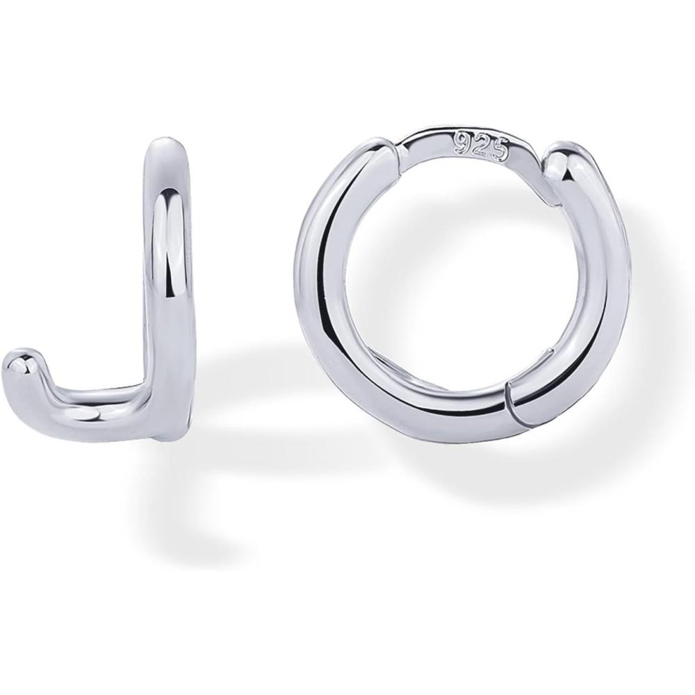 imagePAVOI 14K Gold Plated 925 Sterling Silver Posts Dainty Initial Huggie Earrings for Women  Gold Huggie Hoop Small Initial Jewelry  Trendy Alphabet Letter Earrings J