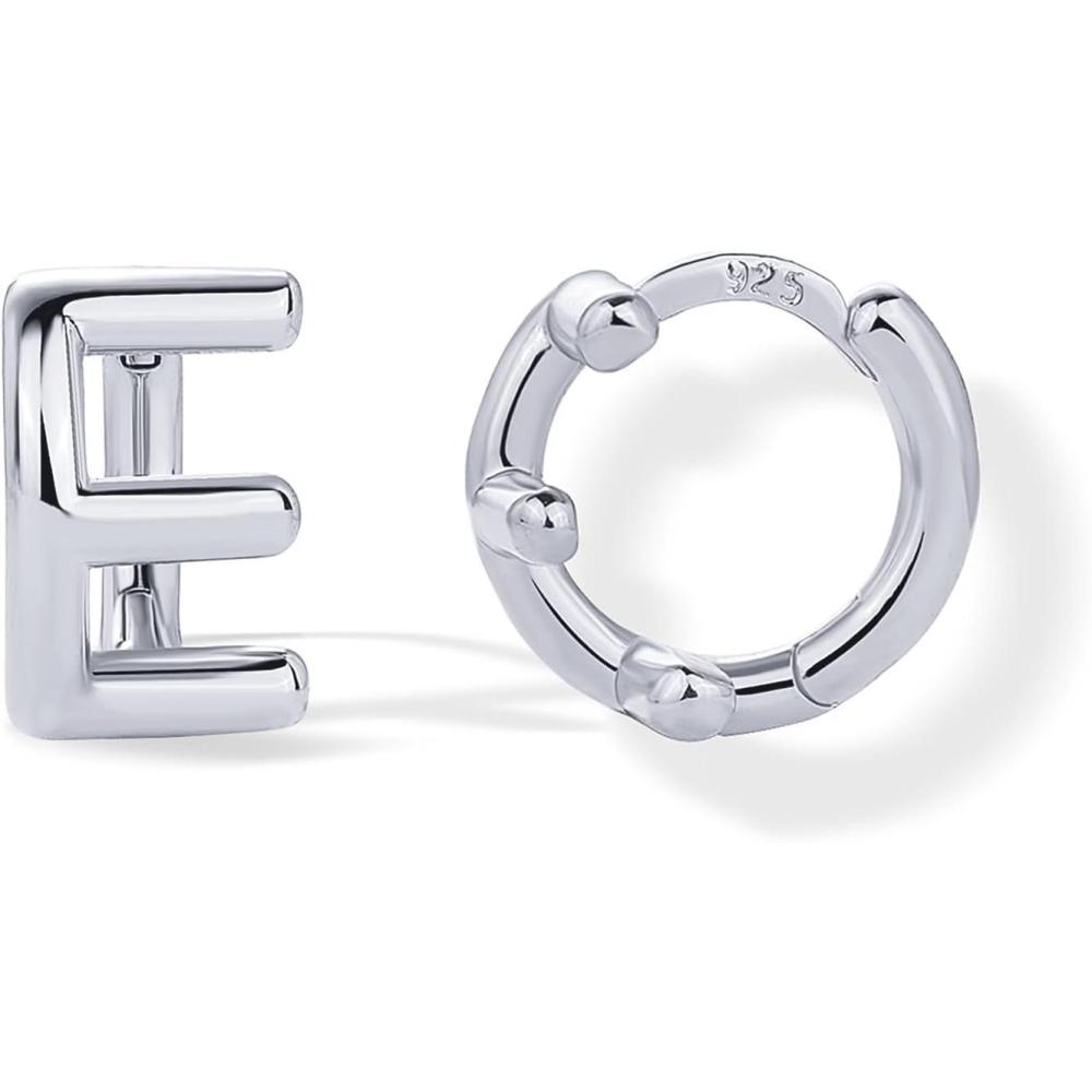 imagePAVOI 14K Gold Plated 925 Sterling Silver Posts Dainty Initial Huggie Earrings for Women  Gold Huggie Hoop Small Initial Jewelry  Trendy Alphabet Letter Earrings E