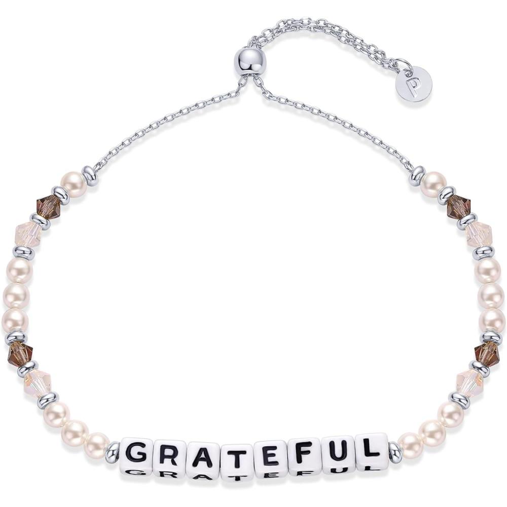 imagePAVOI 14K Gold Plated Colored Mantra Evil Eye Beaded Gemstone Bracelets for Women  Adjustable Friendship Beaded Bracelets with Words  I Am Enough Fearless Breathe Good Energy In My Era Grateful You Got This Affirmation BraceletGrateful