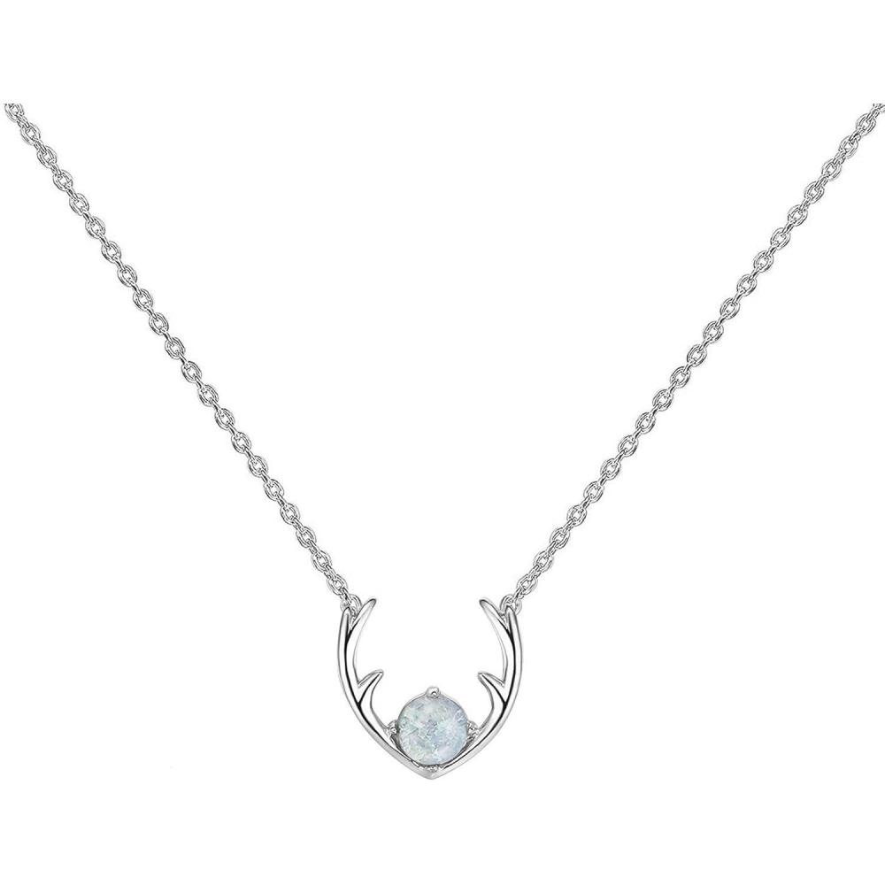 imagePAVOI 14K Gold Plated Created White Opal Necklace  Opal Necklaces for WomenWhite Gold  White Opal