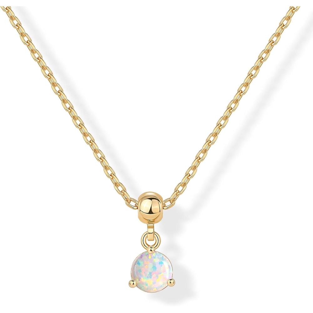 imagePAVOI 14K Gold Plated Dainty Birthstone Necklaces with Charms  Adjustable Chain Gold Charm Birthstone Necklace for Women  Cubic Zirconia Birth Stone Removable Pendants  Cute Jewelry GiftsYellow Gold