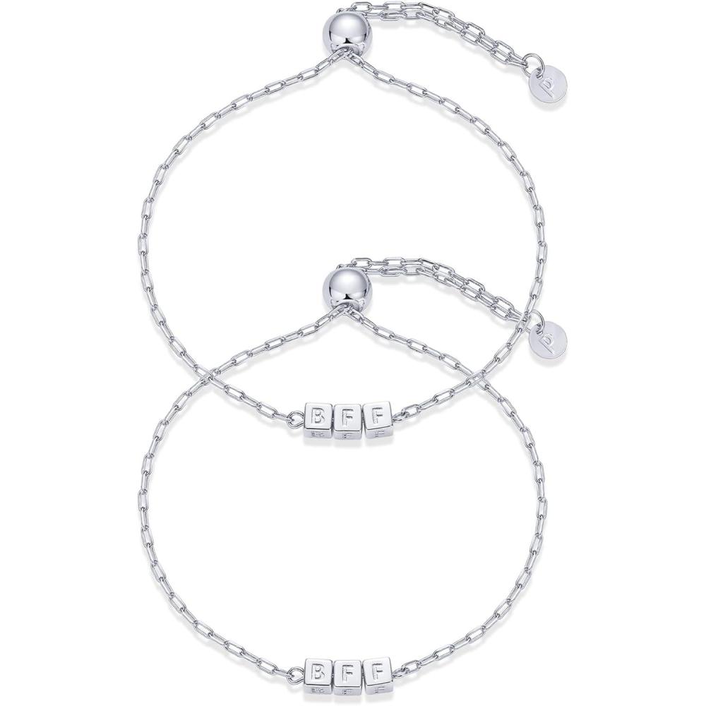 imagePAVOI 14K Gold Plated Friendship Matching Adjustable Bracelets for Women  Gold Best Friends Bracelet Set  BFF ILYSM Bracelet PackBFF