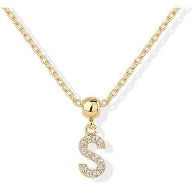 imagePAVOI 14K Gold Plated Initial Letter Dainty Necklace with Charms  Adjustable Chain Gold Charm Initial Necklaces for Women  Small Alphabet Letters Removable Pendants  Cute Jewelry GiftsYellow Gold