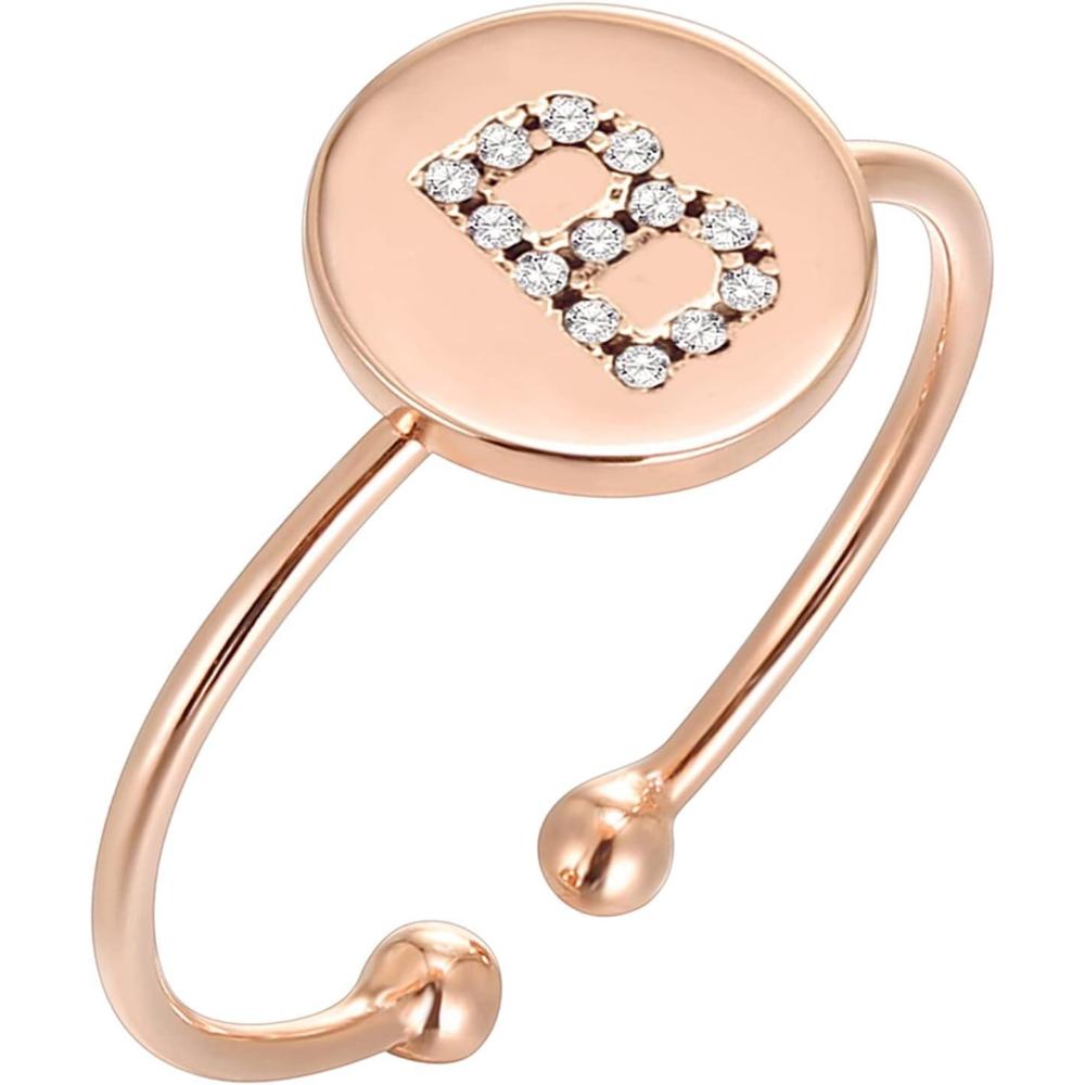 imagePAVOI 14K Gold Plated Initial Ring Stackable Rings for Women  Fashion Rings B