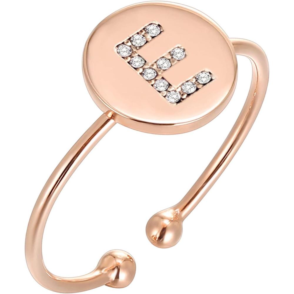 imagePAVOI 14K Gold Plated Initial Ring Stackable Rings for Women  Fashion Rings E