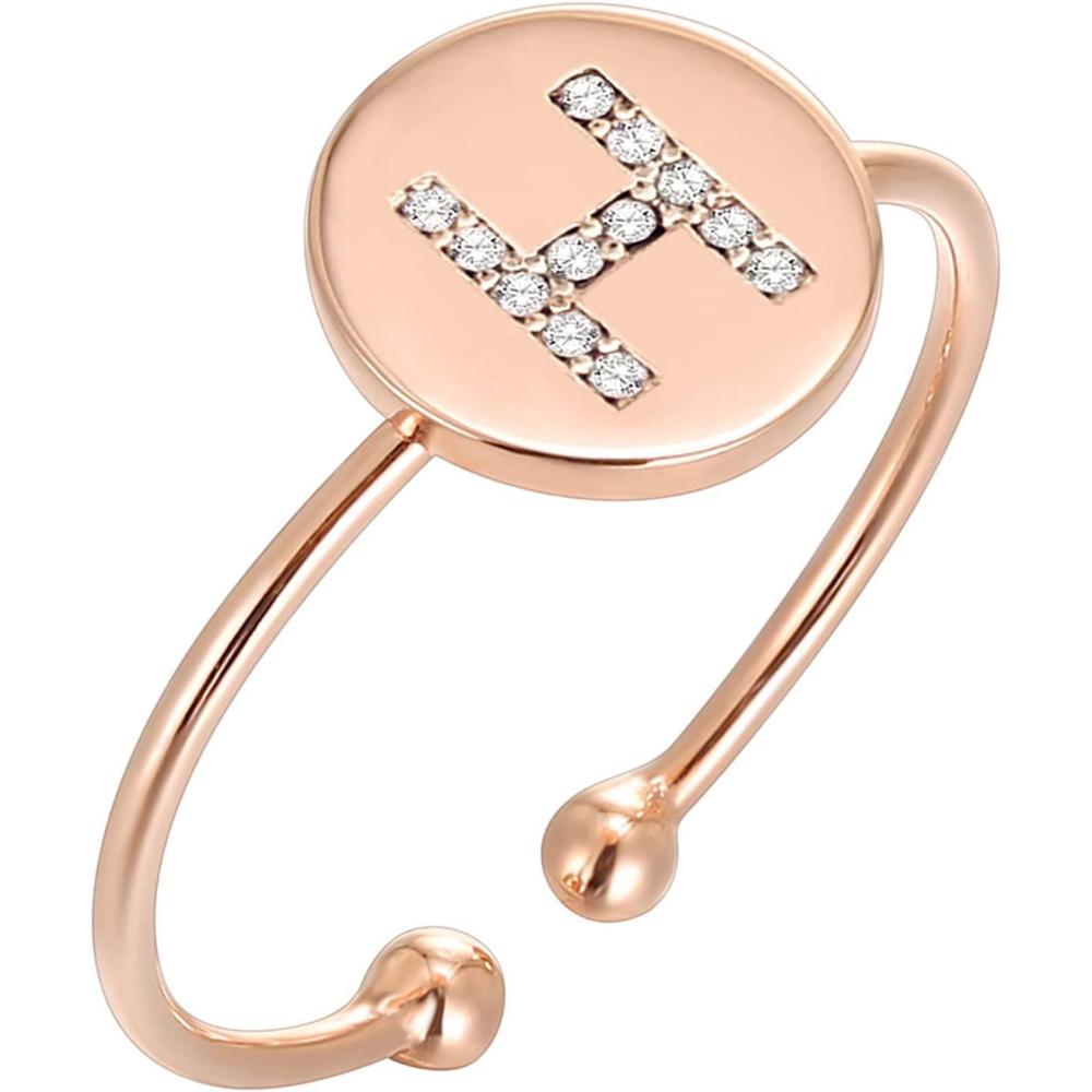 imagePAVOI 14K Gold Plated Initial Ring Stackable Rings for Women  Fashion Rings H