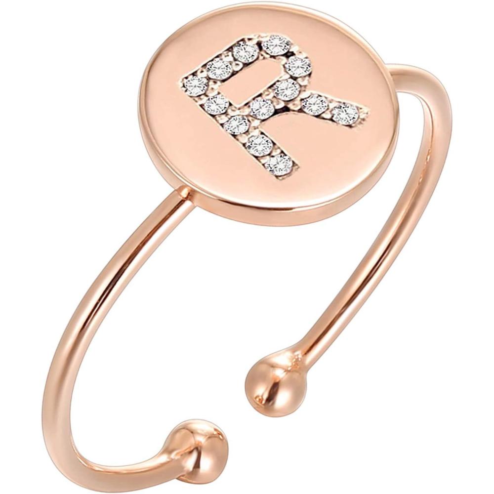 imagePAVOI 14K Gold Plated Initial Ring Stackable Rings for Women  Fashion Rings R