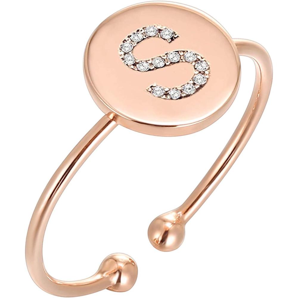 imagePAVOI 14K Gold Plated Initial Ring Stackable Rings for Women  Fashion Rings S