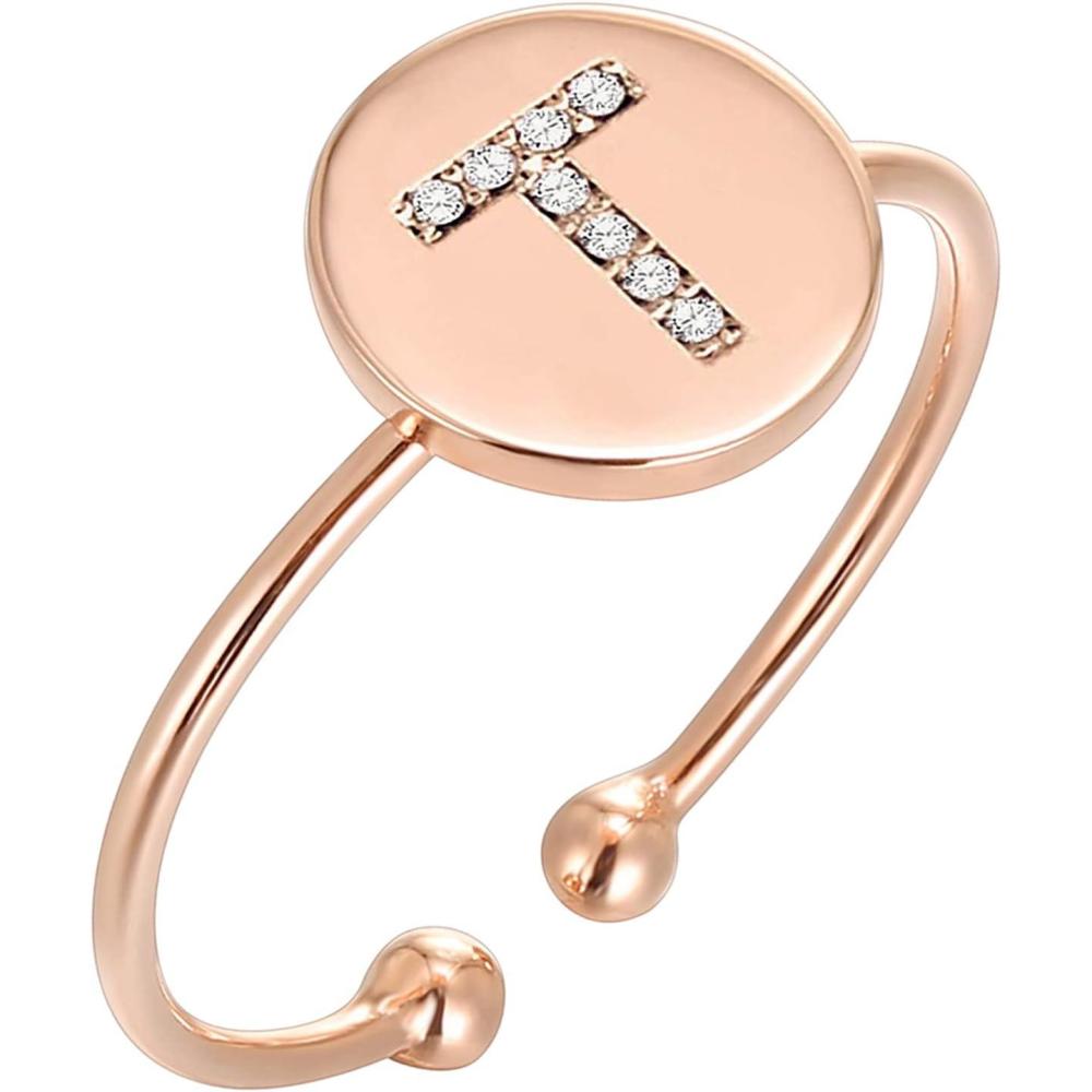 imagePAVOI 14K Gold Plated Initial Ring Stackable Rings for Women  Fashion Rings T