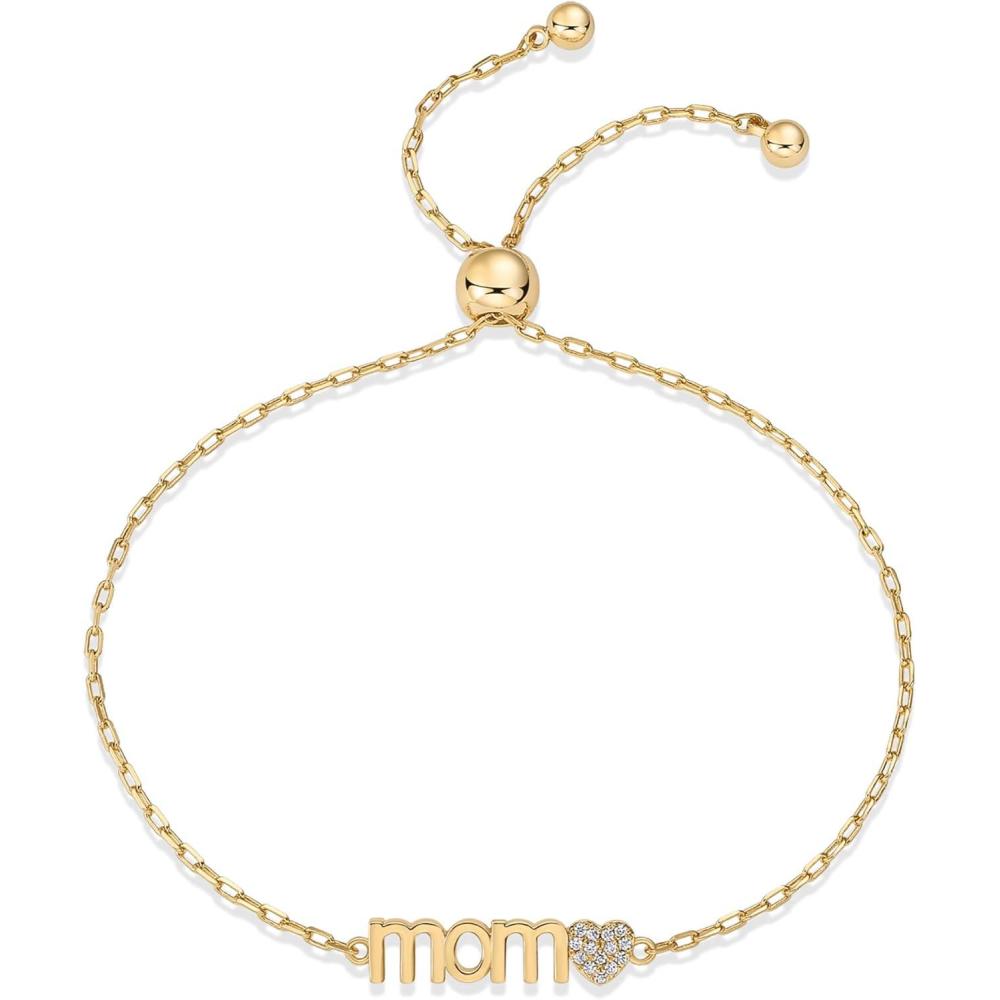 imagePAVOI 14K Gold Plated Mom Bracelet for Women  Dainty Bracelet Gift for Moms with Cubic Zirconia AccentYellow Gold