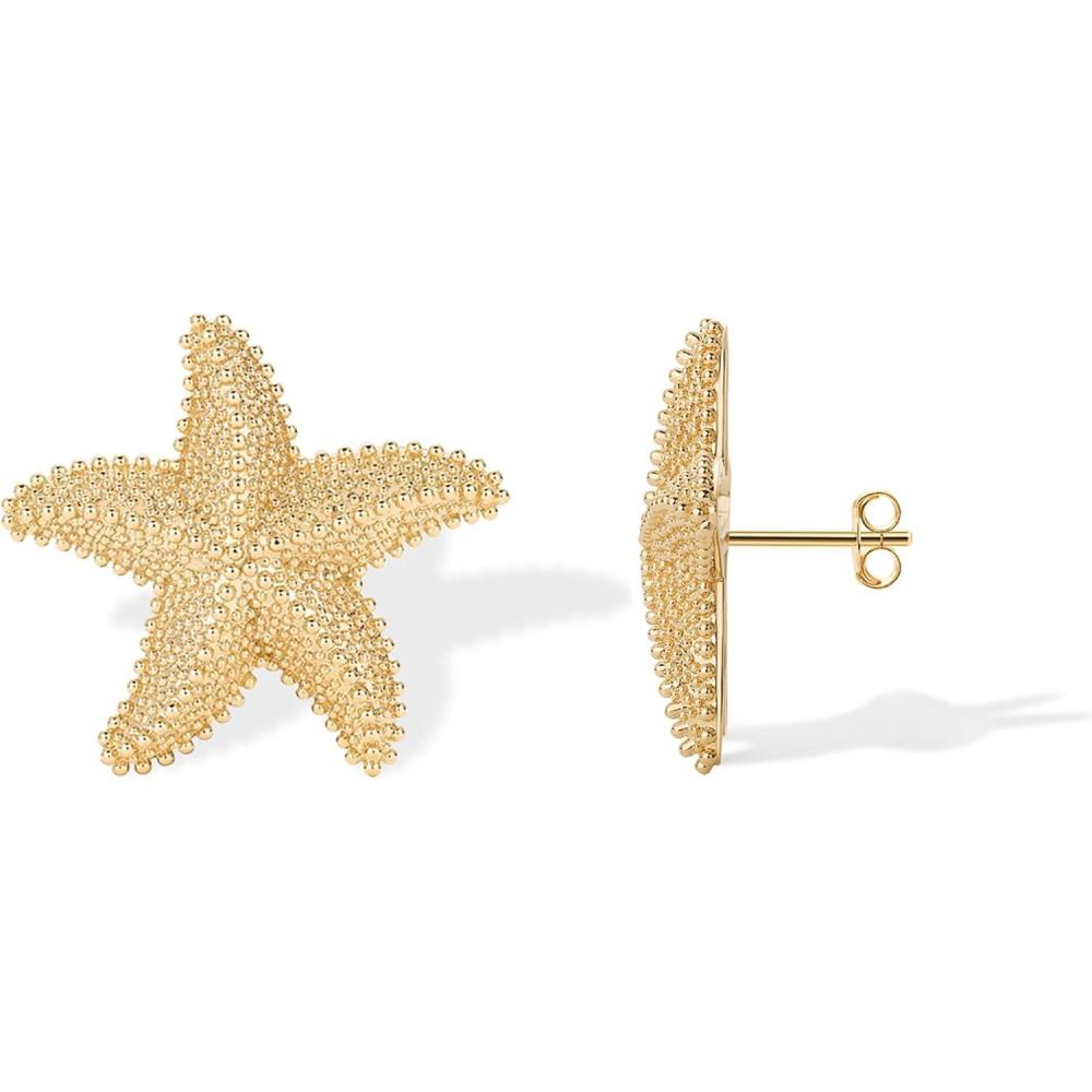 imagePAVOI 14K Gold Plated Starfish Statement Stud Earrings for Women  Trendy Jewelry Alluring OceanThemed Dangling EarringsYellow Gold