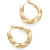 PAVOI 14K Gold Plated 925 Sterling Silver Posts Chunky Wavy Hoop Earrings for Women | Lightweight Statement Twisted Endless Wave Hoops Earrings(Yellow Gold)