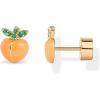 PAVOI 14K Gold Plated 925 Sterling Silver Posts Enamel Flatback Stud Earrings for Women – Colored Chili Pepper Strawberry Peach Cherry Emoji Screwback Earrings – Dainty Helix Cartilage Piercing Jewelry(Peach)