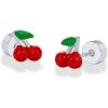 PAVOI 14K Gold Plated 925 Sterling Silver Posts Enamel Flatback Stud Earrings for Women – Colored Chili Pepper Strawberry Peach Cherry Emoji Screwback Earrings – Dainty Helix Cartilage Piercing Jewelry(Cherry)