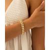 PAVOI 14K Gold Plated Chunky Ribbed Texture Bracelet for Women |Gold Statement Jewelry Piece(Yellow Gold)