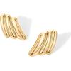 PAVOI 14K Gold Plated Chunky Vintage Earrings for Women – Trendy Textured Ribbed Knot Geometric Triangle Rope Button Seashell Wing Dangle Drop Stud Earrings Dupes(Yellow Gold)