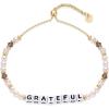 PAVOI 14K Gold Plated Colored Mantra Evil Eye Beaded Gemstone Bracelets for Women | Adjustable Friendship Beaded Bracelets with Words | I Am Enough Fearless Breathe Good Energy In My Era Grateful You Got This Affirmation Bracelet(Grateful)