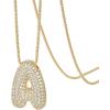 PAVOI 14K Gold Plated Cubic Zirconia Bubble Letter Initial Necklaces for Women | Gold Balloon Necklace Letter | Chunky Pendant Necklaces(-A)