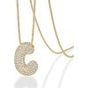 PAVOI 14K Gold Plated Cubic Zirconia Bubble Letter Initial Necklaces for Women | Gold Balloon Necklace Letter | Chunky Pendant Necklaces(-C)
