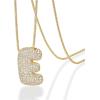 PAVOI 14K Gold Plated Cubic Zirconia Bubble Letter Initial Necklaces for Women | Gold Balloon Necklace Letter | Chunky Pendant Necklaces(-E)